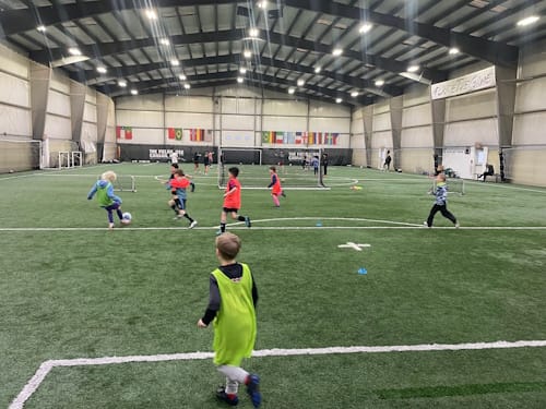 Kids playing soccer